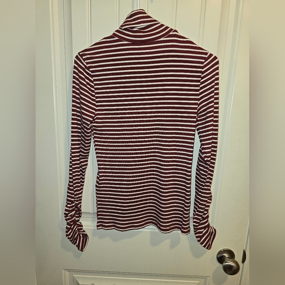 Red Ruched Turtleneck Top - Picture 2 of 3